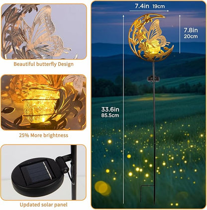 JOBOSI Solar Butterfly Floor Lamp, Waterproof Outdoor Solar Light for Garden, Yard, Patio Decor, Auto On/Off, Long-Lasting Battery, Unique Gift for Mom, Grandma, Christmas