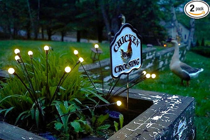 SunWaves 2Pack-Solar Light Decorations-Garden Farm Lights-Front Back Porch Decorations Outdoor-Garden Decor Gifts-Garden Path-Firefly Farm Lights- Firefly Solar Lights Outdoor Waterproof-