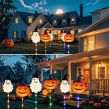 6Pack Halloween Solar Garden Pathway Lights Outdoor Landscaped LED Lighted Path Solar Powered Pumpkin Ghosts with | Lumora