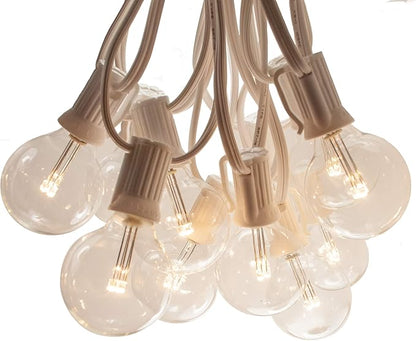 Hometown Evolution, Inc. G40 LED Warm White Outdoor Patio String Lights with 0.6 Watt Bulbs (G40 LED 3 Diode - White Wire, 100 ft)