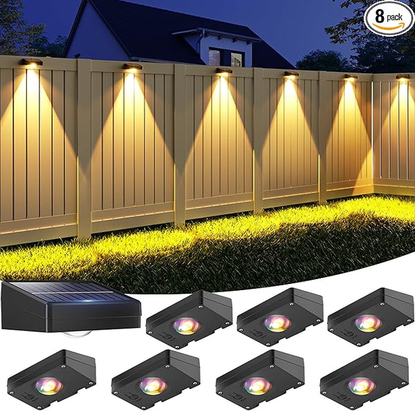 VOLISUN Solar Fence Lights, Fence Lights Solar Powered, IP65 Waterproof LED, RGB Color - Outdoor Path Light | Lumora