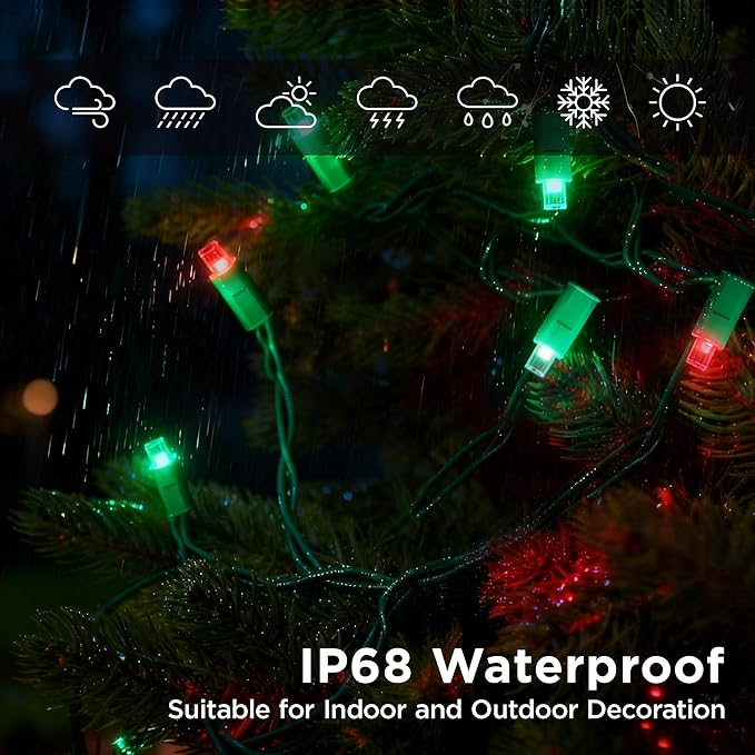 LED Valentines Day Lights (Red & Green - Steady, 25FT), Mini LED Christmas String Lights, Waterproof Fairy Lights for Outdoor Indoor Holiday Party Patios Wedding Halloween Xmas Decor