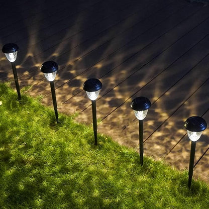 Solar-Powered Auto-Sensor Garden Stake Lights IP44 Waterproof All-Weather Frost&Heat Resistant Warm White LED 8-12H Runtime Easy Stake Install TwistOnOff ABS Durable Path/Gdn/Patio