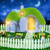 Garden Statues Outdoor Decor - Fairy House with Waterproof Solar Lights Resin Figurines for Yard Lawn Porch Outside | Lumora
