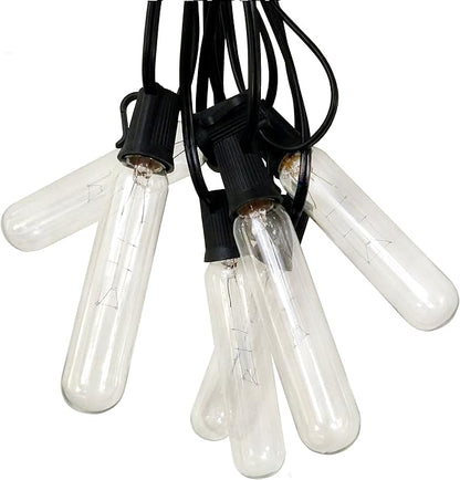 Hometown Evolution, Inc. Edison Bulb Outdoor String Lights with Hand-Threaded Filament (T25 Tube Edison - Black Wire, 100 ft)