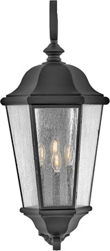 Hinkley Edgewater Outdoor Extra Large Wall Mount Lantern - Clear Seedy Glass, Aluminum - Black Finish | Lumora
