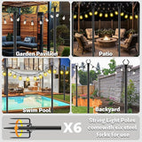 6 Pack 10 ft Heavy Duty Metal String Light Poles Adjustable Outdoor Lighting Stand for Patio,Backyard,Garden,Party | Lumora