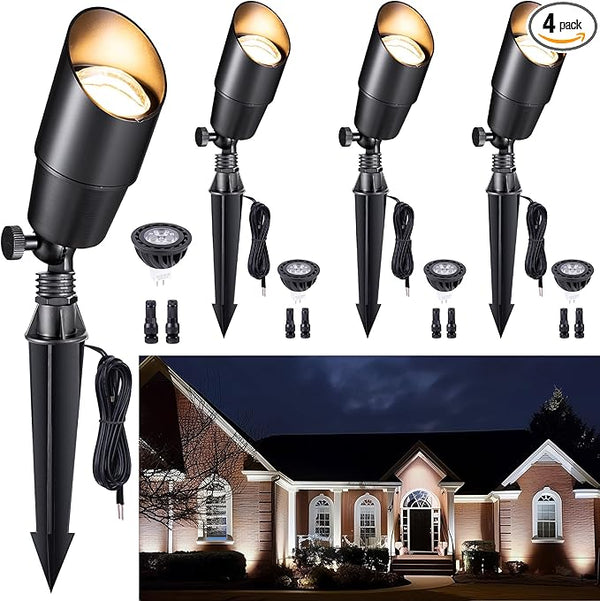 Gardenreet Brass Landscape Lighting - Black Outdoor Low Voltage Spotlights LED, 12V Wired Uplights, Waterproof Spot | Lumora