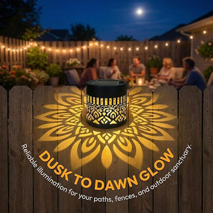 Solars Mandala Fence Lights Outdoors, Waterproof Decorative Mandala Solars Lights, Metal Solars Powered Deck Steps Walls Lights for Garden Yard Fence Patio Pathway (Sunflower*2PCS)
