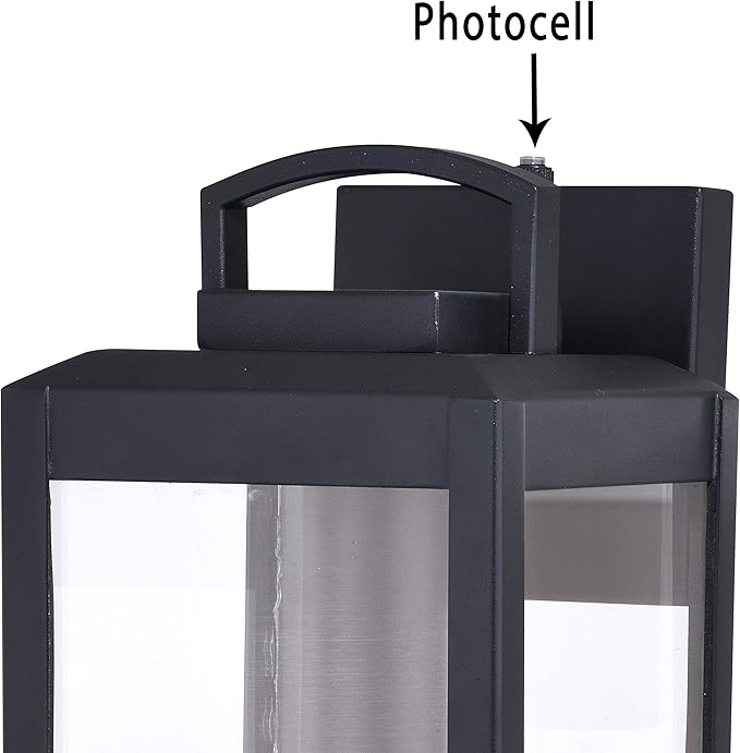 VAXCEL Kinzie Outdoor Porch Light, 6" W x 16.75" H Black Outdoor Lantern, Modern Dusk to Dawn Wall Light for Porch | Lumora