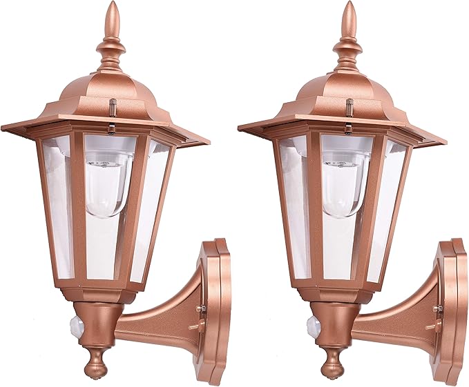 Maxsa 46719-2PACK Battery-Powered Motion-Activated Plastic LED Wall Sconce, 2-Pack (Bronze)