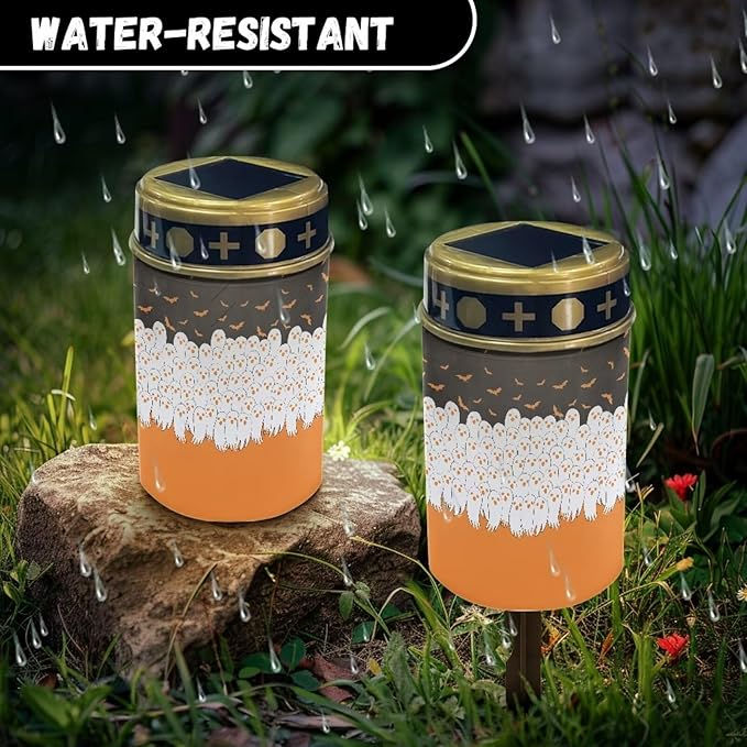Generic Bat Ghost Print Solar Lights Outdoor Waterproof Landscape Path Light Halloween Decoration Solar Garden Light for Garden Yard Lawn Patio Cemetery Solar Light Memorial Light