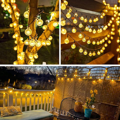 JMEXSUSS Solar String Lights Outdoor Waterproof, Solar Christmas Lights for Garden Patio Yard Tree Party Christmas Decorations, Crystal Globe
