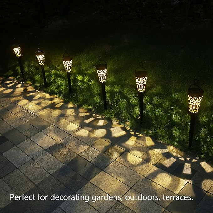 Tyenaza Solar Pathway Lights, Solar Lights Outdoor Decorative LED Solar Pathway Yard Lights Geometric Figure Lights for Walkway Sidewalk Driveway