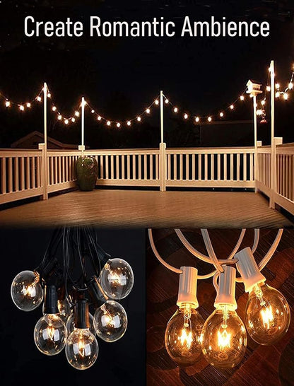 Abeja 50FT G40 Globe String Lights, Outdoor Patio String Lights with 53 Edison Globe Bulbs(3 Spare), Hanging Bistro Light Waterproof for Balcony Party Wedding Market Cafe, Black