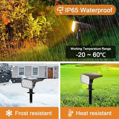 Solar Spot Lights Outdoor Color Changing,[7 Modes/2 Pack] Christmas IP65 Waterproof Landscape Spotlights, Dusk to Dawn Solar Powered Security Light for Patio Gate Walkway Pool Garden Yard Driveway