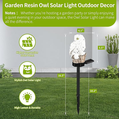 Garden Solar Light Outdoor Decor, Solar LED Light with Stake, Waterproof for Walkway Courtyard Party Decoration, White and Black Owl