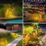 Hummingbird Outdoor Hanging Solar Lantern Waterproof Metal Openwork Hummingbird Watering Can Landscape Lights with | Lumora