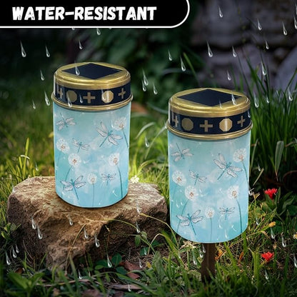 Solar Pathway Lights Outdoor,Taraxacum Mongolicum Solar Garden Lights Outdoor Waterproof Landscape Lighting for Yard,Dragonfly Blue Solar-Powered Fairy Lights