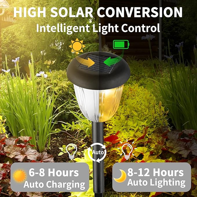 Solar Pathway Light for Outdoor, Solar Powered Pathway Landscape Lighting for Garden, 4 Pack Waterproof Solaire | Lumora