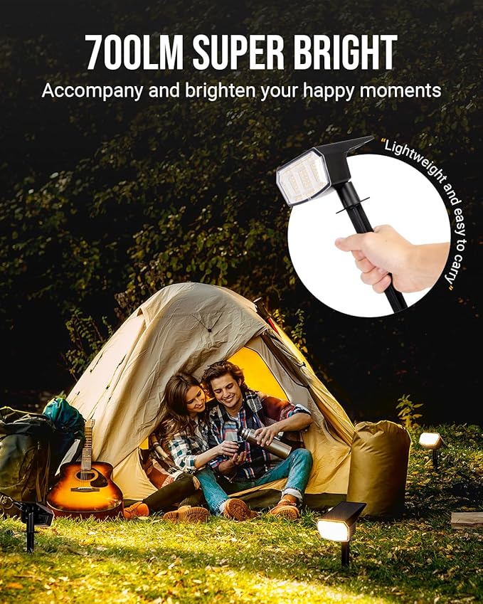 GIGALUMI Solar Spot Lights Outdoor Waterproof 6 Pack Warm White IP65, 63 LED 3 Lighting Modes Spotlights for Garage | Lumora