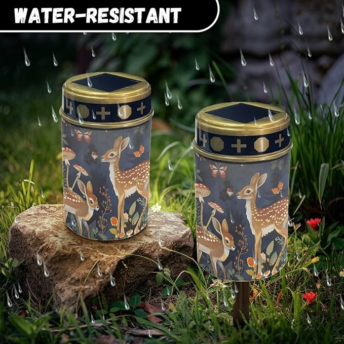 Deer Forest Cemetery Solar Lights, Solar Powered Garden Stake Lights, Deer Forest Decorative Lights for Cemetery Grave Yard Patio Outdoor Decoration Memorial