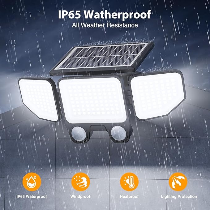 Onforu Solar Lights Outdoor, 3000LM Motion Sensor Security Flood Lights with Remote Control, 3 Modes, IP65 | Lumora