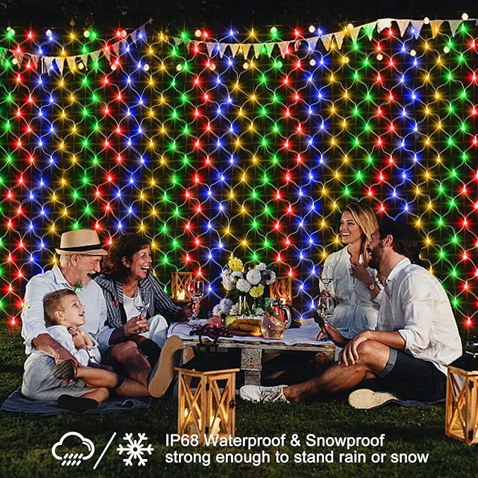 ZAIYW Dual Color Changing Net Lights 20Ft x13Ft 660 LED Christmas Net Light Outdoor Mesh Lights Plug in Bush Light with Timer Remote for Bushes Garden Wedding Xmas Decor (Warm White & Multicolor)