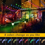 144FT Solar Outdoor String Lights, 45 Shatterproof E26 Edison LED Bulbs, IP65 Waterproof Dimmable RGB Color | Lumora