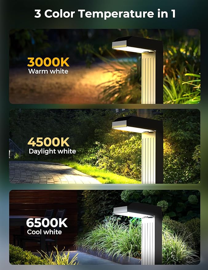 Solar Pathway Lights Outdoor 8 Pack, 3 Color in 1 Bright Landscape Lighting with Cool/Warm/Daylight White Modes, Auto On/Off, IP65 Waterproof for Yard Garden Patio Walkway Sidewalk Lawn Decor