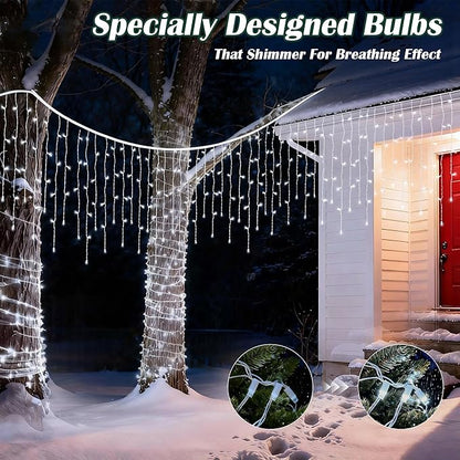 7ft Icicle Lights, 70 LED White Twinkle String Lights, Commercial Grade IP68 Waterproof, Soft Glow Mini LED Icicle Light for Christmas Party, Eaves, Roofs, Xmas Holiday Indoor Outdoor Decoration
