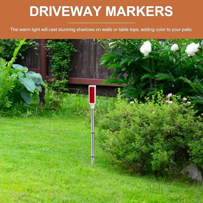 Uonlytech Solar Driveway Marker Lights for Night Landscaping Lighting Solar Double Entrance Visibility Post Outdoor Decor at Reflector Reflective Weather Garden Sided Pathway