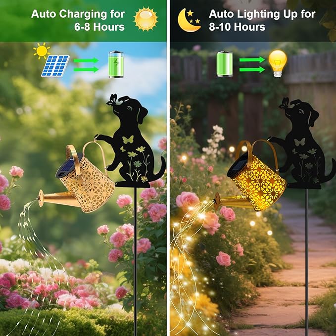 Solar Watering Can Lights, Dog Hanging Lantern Solar Lights Outdoor, Dog Lover Gifts for Mom Women Birthday | Lumora