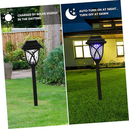 Tofficu 4pcs Solar Pathway Lights Outdoor LED Garden Lighting Patio Landscape Lamps with Warm and Blue Glow for Decoration