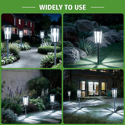 echosari Solar Pathway Lights Outdoor, 8 Pack Solar Powered Garden Lights Waterproof IP65, Auto On/Off, Solar Driveway Landscape Lights for Yard Path Landscape Walkway Lawn（Cool White）