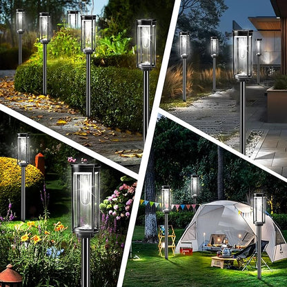Retro Solar Pathway Lights Outdoor 8 Pack + Modern Solar Path Lights 4 Pack