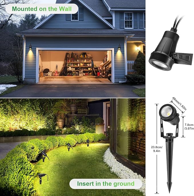 2 Pack Extendable Outdoor Landscape Lights, 12V Low Voltage Landscape Lighting IP65 Waterproof Plug-in Outdoor | Lumora