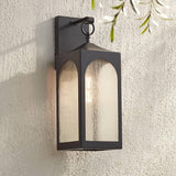 Possini Euro Design Tyne Modern Outdoor Wall Light Fixture Bronze Steel Lantern 20 1/2" Clear Seedy Glass Panels | Lumora