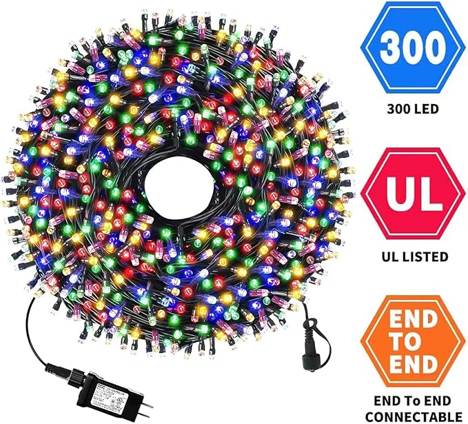 105FT 300LEDs Christmas Lights Outdoor Indoor String Lights 8 Modes Memory Function for Christmas Tree Party | Lumora