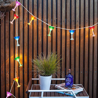 SUNSGNE LED Summer Decorative Indoor String Lights, 8.5ft Margarita Cup Hanging String Lights, Plug in Warm White Fairy Light String for Outdoor Party Birthday Holiday Bistro Bar Decorations
