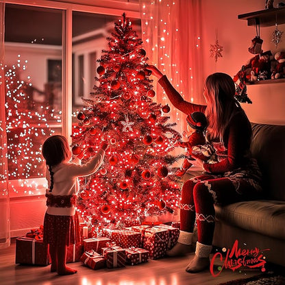 JMEXSUSS 150 LED Red Christmas Lights Indoor Outdoor Waterproof, Connectable 59 Ft Red String Lights Plug in, 8 Modes Twinkle Fairy Light for Bedroom Patio Party Tree Holiday Decor