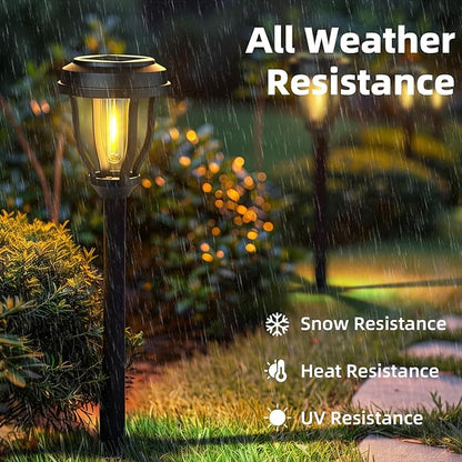 DERAYSION 12 Pack Solar Lights Outdoor, Solar Pathway Lights Auto On/Off Waterproof Garden Landscape Lighting for Path, Yard, Walkway, Driveway Decor