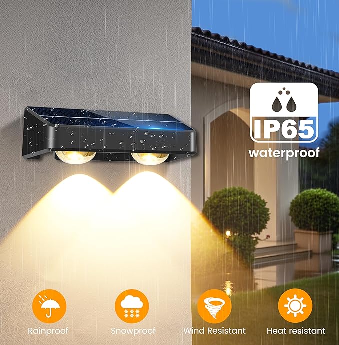 Solar Fence Lights 9-Color RGB Solar Lights Outdoor Waterproof Garden Wall Lights Solar Powered for Outside Backyard,Pathway,Yard,Party,Festival 8 Pack