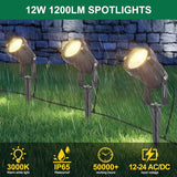 12W Low Voltage Landscape Lights LED Landscape Lighting with Connectors and Spike Stand, 12V 24V Outdoor Spotlights | Lumora