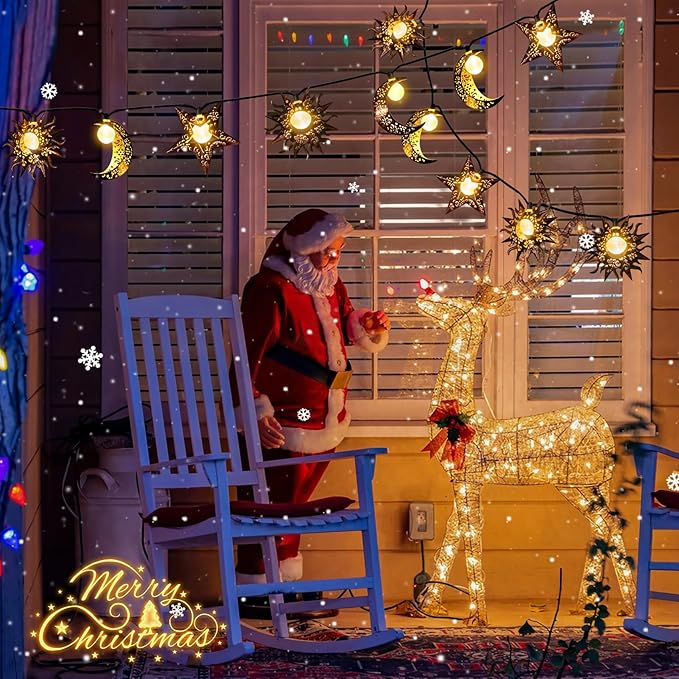 Beautyard Solar String Lights Outdoor Star Moon Sun 13Ft 153In Led Solar Powered Decorative Lights for Garden Patio | Lumora