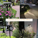 Solar Spotlights Outdoor, IP67 Waterproof 2-in-1 RGB Color Changing Double-Head Solar Lights, Christmas Landscape | Lumora