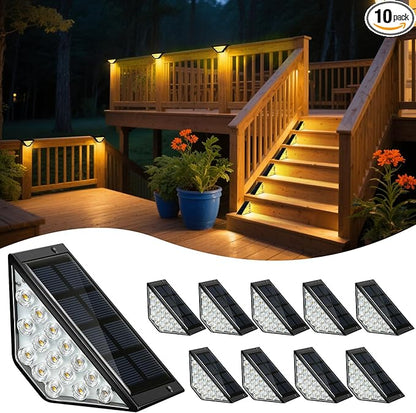Solar Step Lights for Outside, Solar Stair Lights Outdoor Waterproof, Deck Step Lights for Fence, Patio, Yard, Porch, Front Door, Sidewalk, Garden, Patio Decor (10, Warm White)