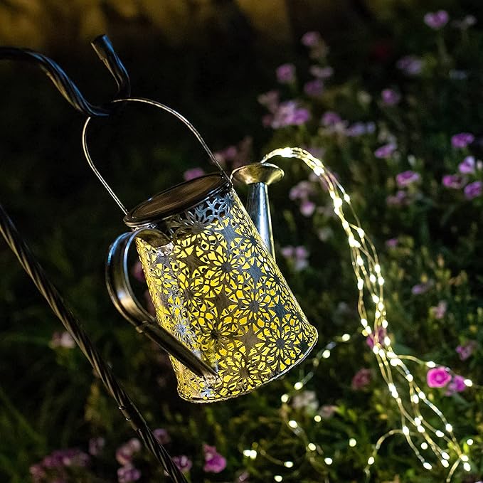 VOOKRY Solar Watering Can Lights, Large Retro Metal Hanging Solar Lights Outdoor Waterproof, Gifts for Women Mom Grandma Birthday, Outside Yard Garden Porch Lawn Patio Decoration, Warm White