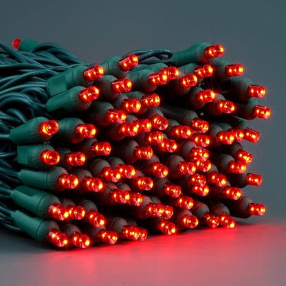 YULETIME Red One-Piece Wide Angle Christmas Lights 140 Count 48 Feet, 2 Sets 70 LED 24 ft High Waterproof 5mm UL Certified String Light (Red)