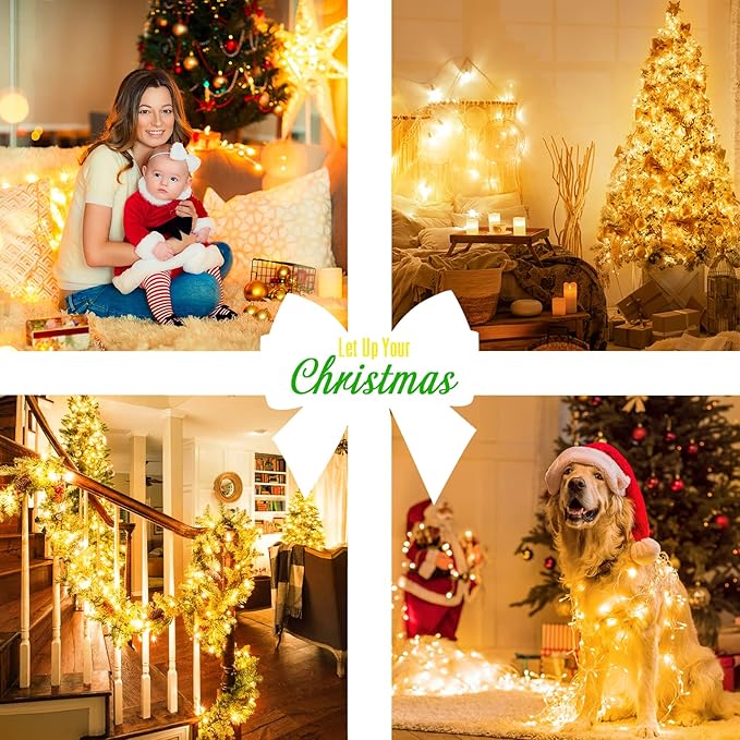 JMEXSUSS 150 LED Christmas Lights Indoor Plug in, Connectable Warm White Christmas Lights for Bedroom, 59ft 8 Modes | Lumora